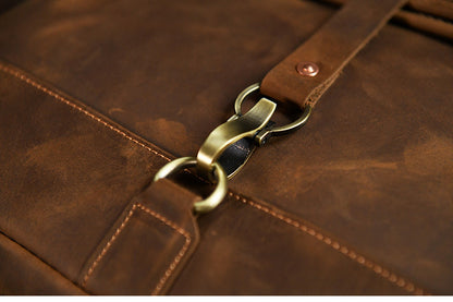 Men’s Crazy Horse Cowhide Leather Motorcycle Messenger Bag