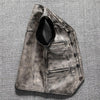 Washed distressed cowhide leather riding vest