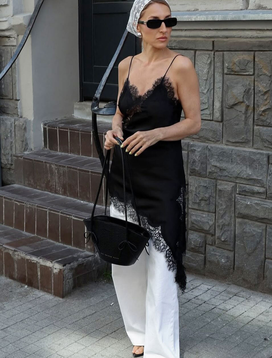 Women Satin Lace Slip Dress – Imitation Silk Lace Slit Inner Dress