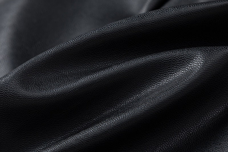 High Waisted PU Leather Wrap Skirt with Slit