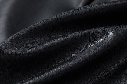 High Waisted PU Leather Wrap Skirt with Slit