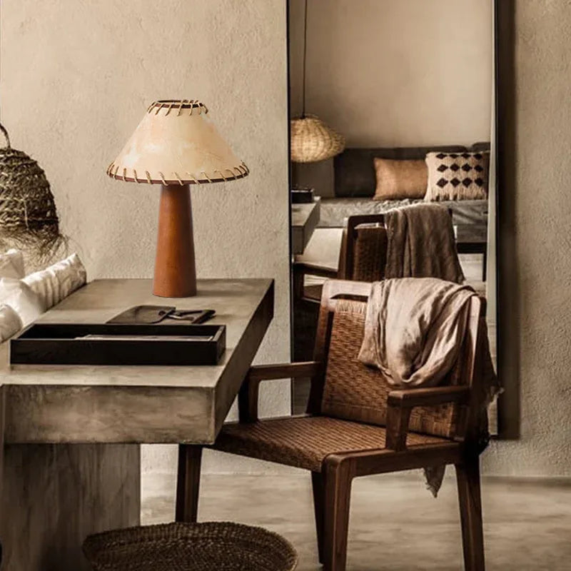 Wabi sabi wooden linen table lamp 40cm