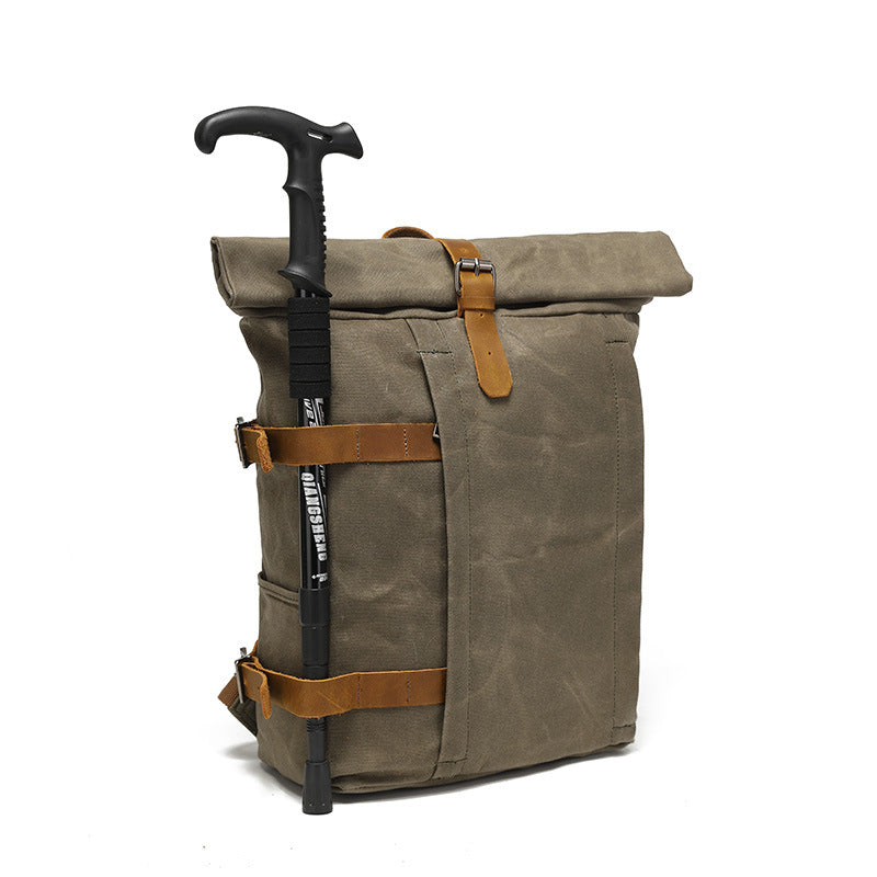 Canvas Roll Top Backpack with 15.6 Inch Laptop Storage