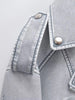 Women’s Short Faux Leather Motorcycle Jacket with Waist Belt