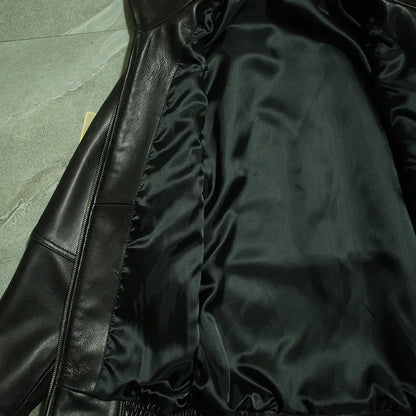 Urban aviator leather bomber jacket