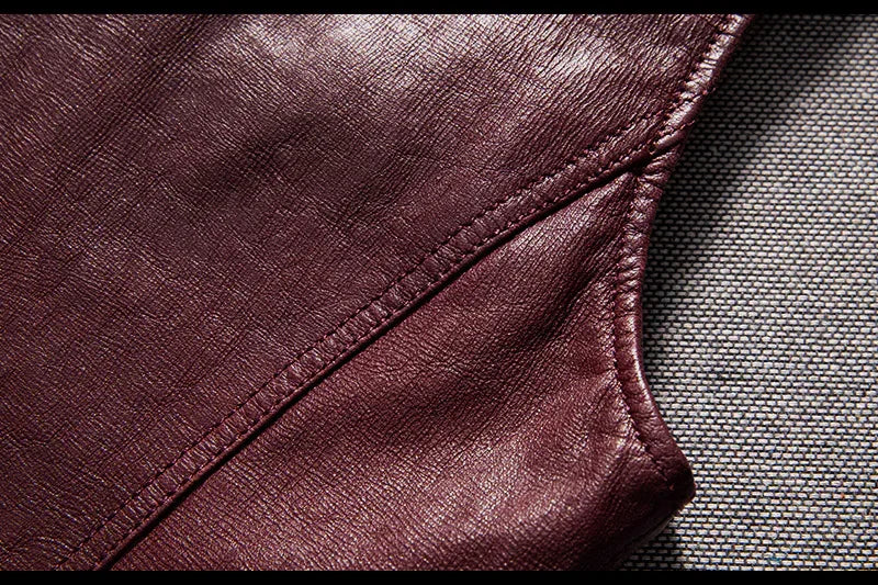 Men's washed vintage leather motorcycle vest