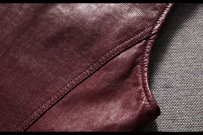 Men's washed vintage leather motorcycle vest