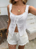 Summer Square Neck Sleeveless Top with Tie Waist