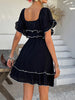 Black Ruffle Ruched Mini Dress Off Shoulder Look