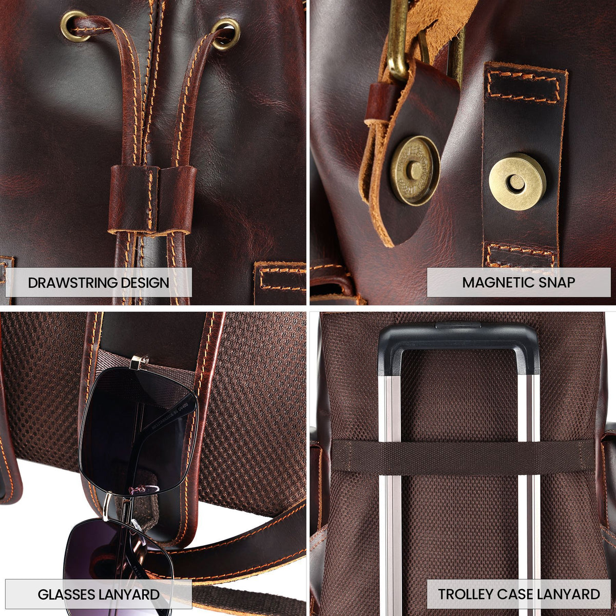 Genuine Leather Rucksack in Brown for Laptop