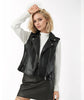 Black Faux Leather Biker Vest for Women