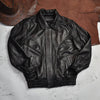 Retro oversized leather flight jacket with dropped shoulder