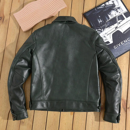 Men’s Military Style Cowhide Leather Jacket