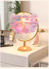 Feather Table Lamp for Bedroom with Wooden Base
