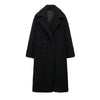 Women's extra long lambswool fleece lapel coat 3 XS