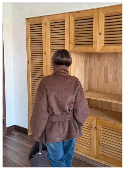 Short Double-Sided Hand-Sewn Wool Coat