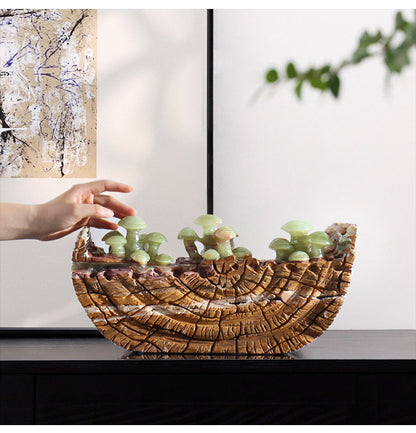 Natural Jadeite Mushroom Marble Ornament