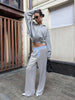 Silver Sequin High Waisted Wide Leg Pants Women