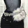 Faux fur diamond waist belt women y2k rhinestone punk style