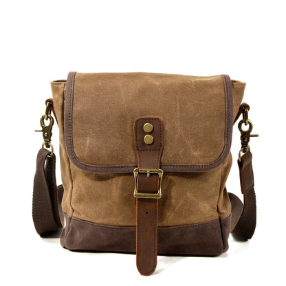Small Canvas Messenger Bag with Top-Grain Cowhide Leather Trim 3