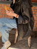Women Genuine Leather Jacket Oversized Mid-Length Bomber Coat