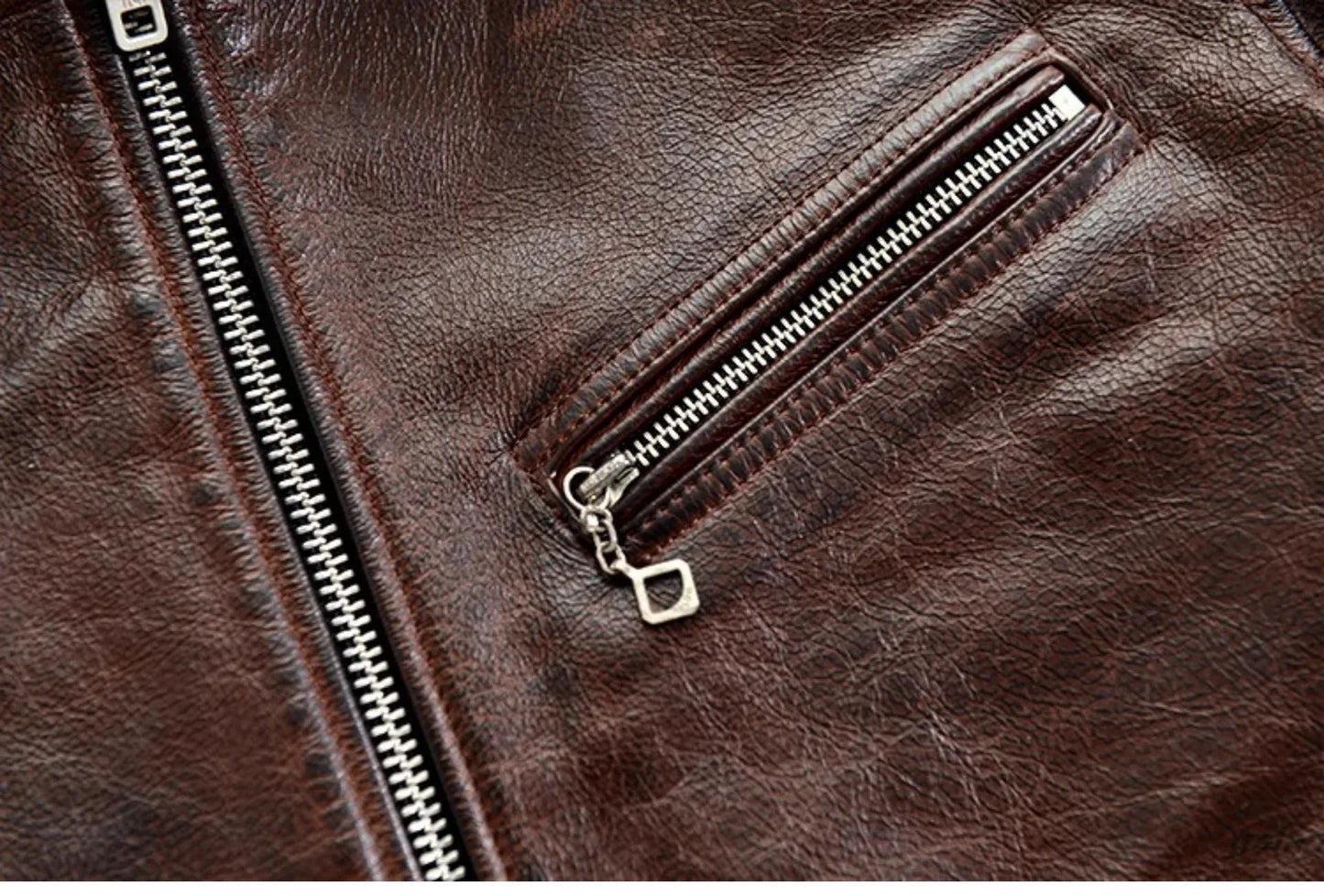 Men’s Retro Waxed Cowhide Leather Jacket