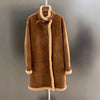 Women Suede Merino Shearling Fur Coat Motorcycle Jacket
