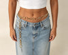 Women’s Gold Hammered Ring Waist Chain Belt