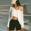 Women's Long Sleeve Casual Blouse Crop Top