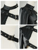 Black one shoulder pu leather punk jacket