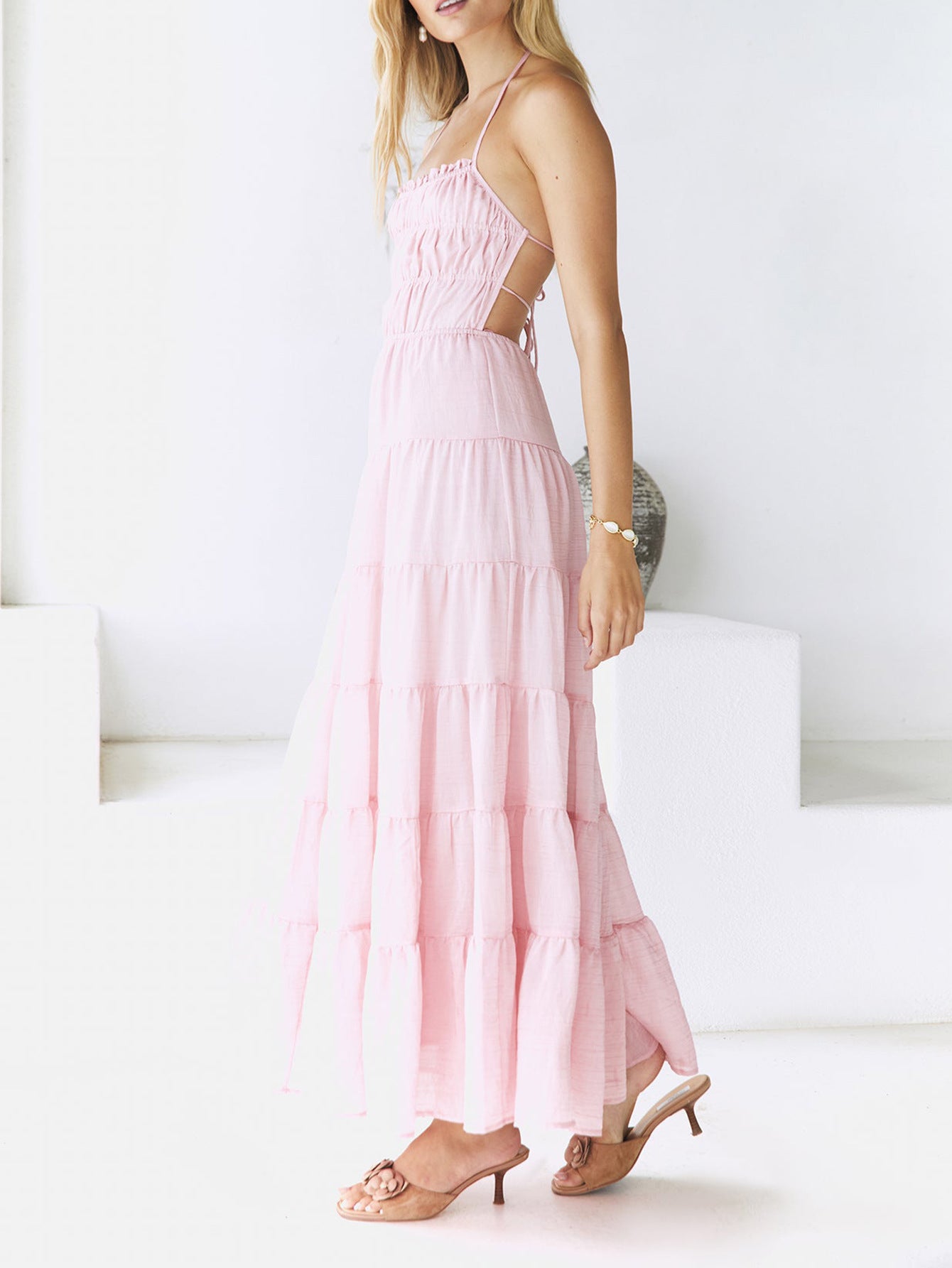 Tiered Backless Maxi Dress Summer Look