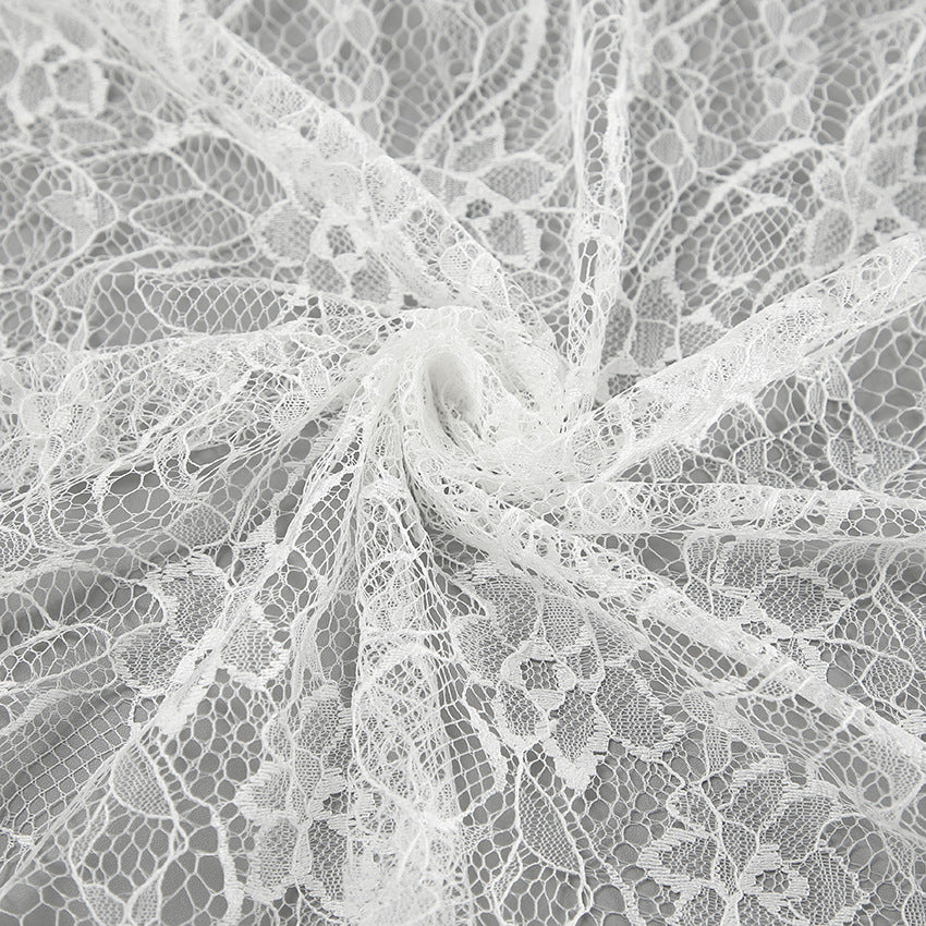 Women’s White Lace High Waist Midi Skirt