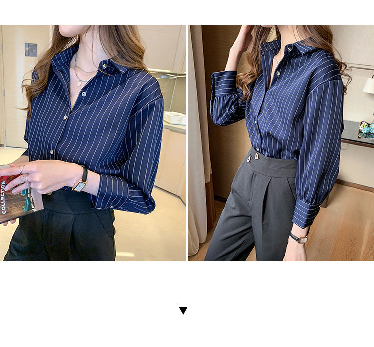 button down striped short sleeve women's shirt