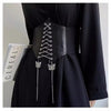 Black Butterfly Chain Faux Leather Elastic Waist Belt