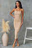 Women Slim Strapless Denim Midi Dress Bodycon