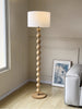 French Medieval Wabi-sabi Wooden Floor Lamp with Cloth Shade