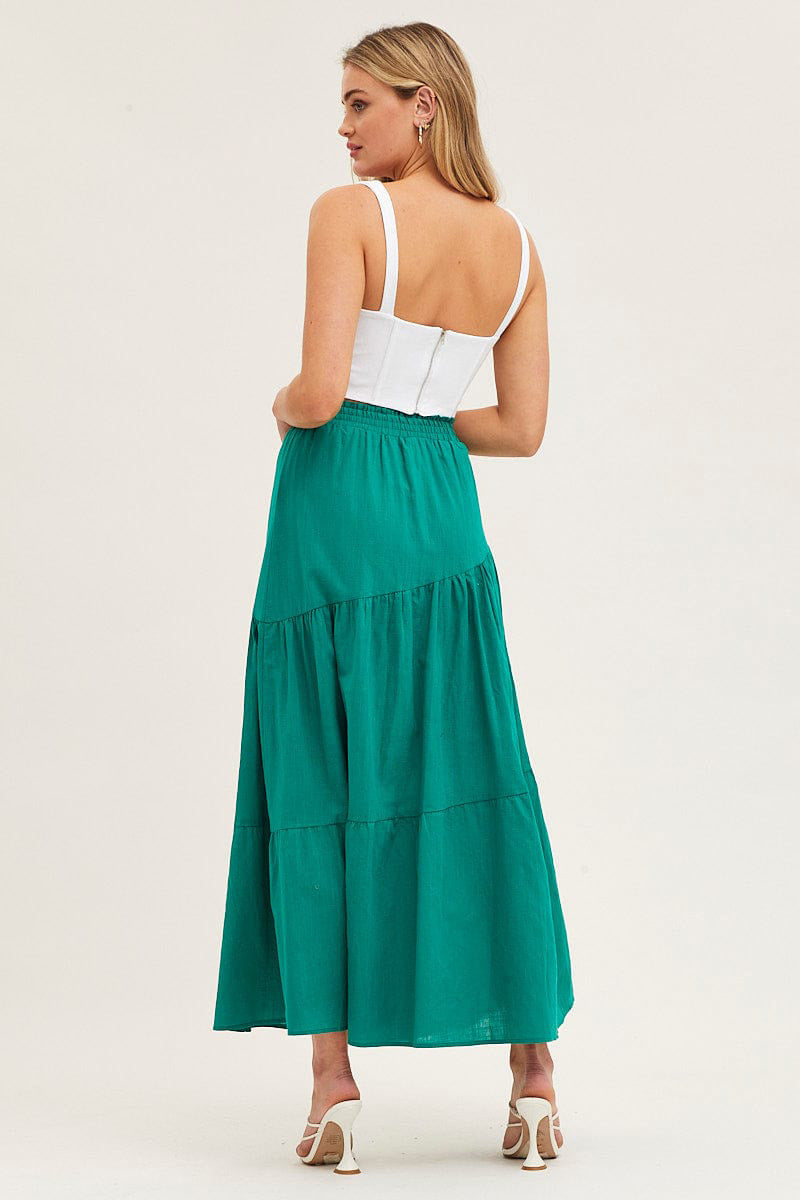 long pleated skirt Ruffle Hem Knot