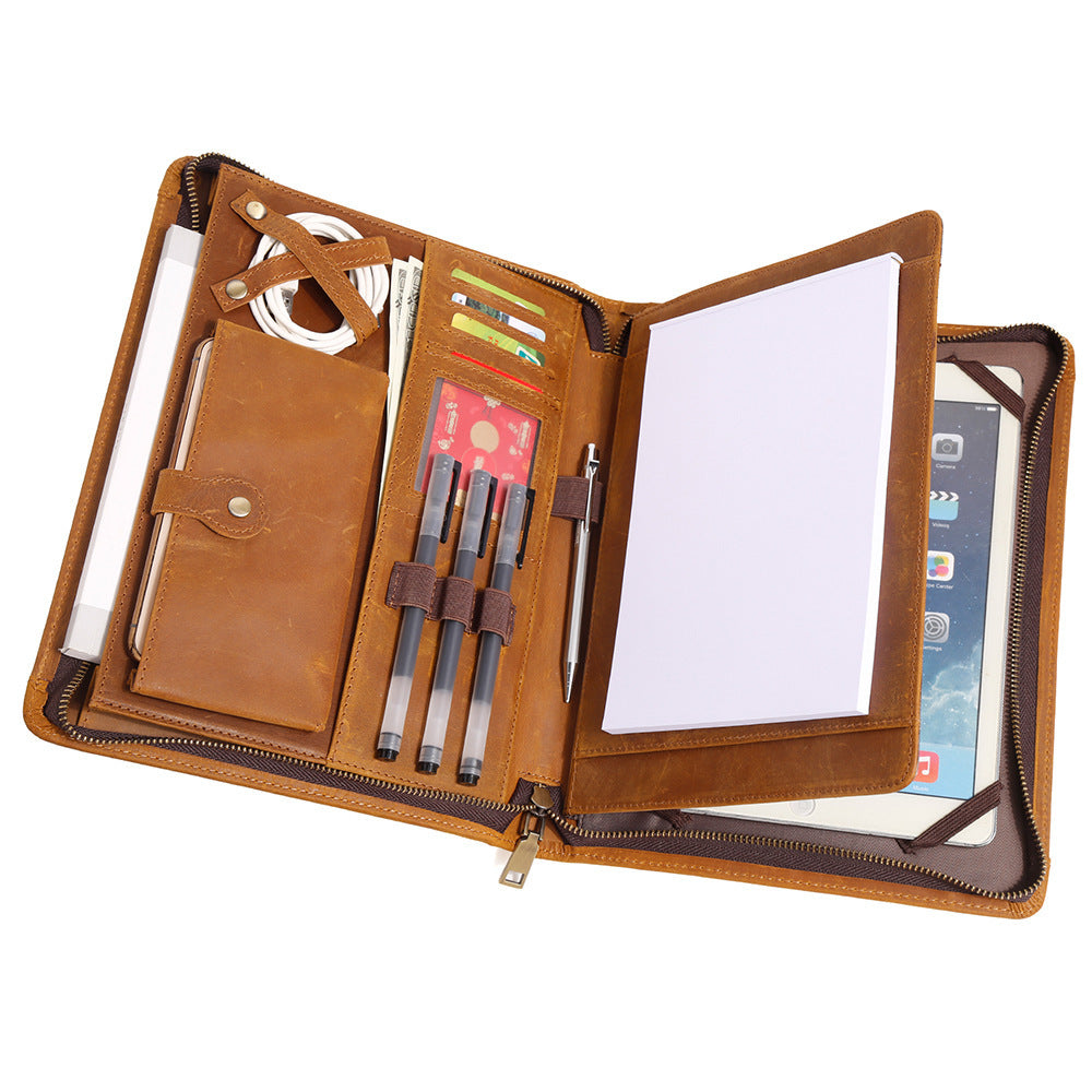 Leather iPad Organizer Portfolio in Crazy Horse Leather for Business