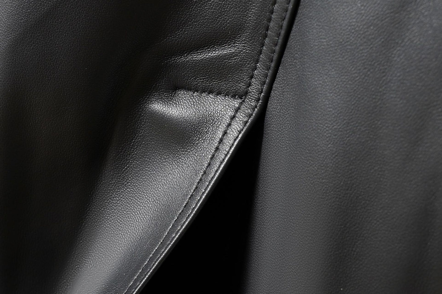 Women Leather Trench Coat Double-Breasted Long Belted