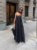 Black spaghetti strap high waist a-line maxi dress for summer wear