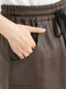 Brown sheepskin elastic waist leather short skirt