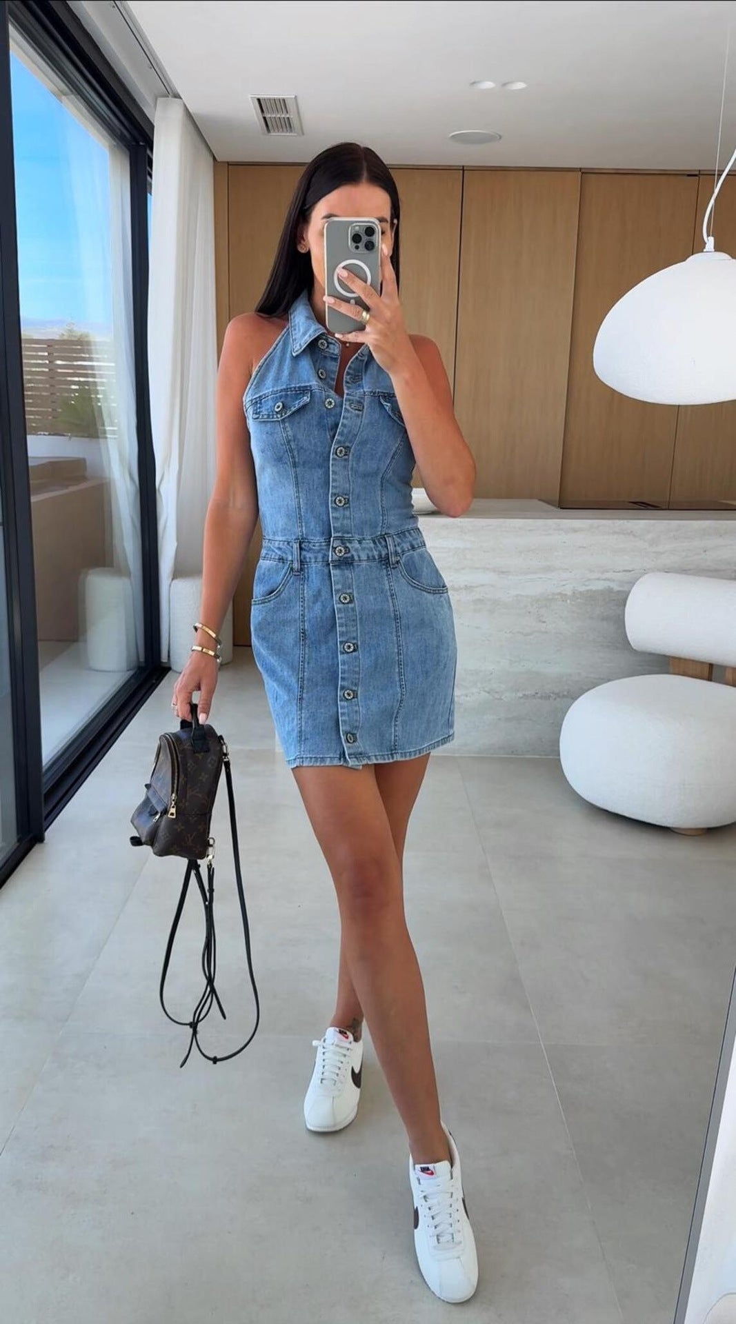 Women’s Sleeveless Blue Jean Mini Dress for Women