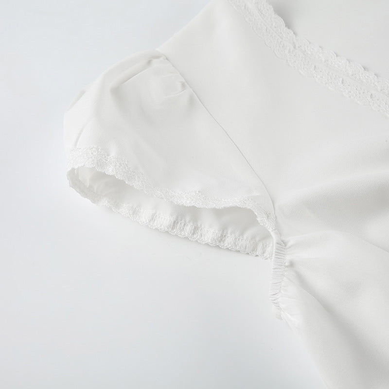 bow tie puff sleeve shirts for women