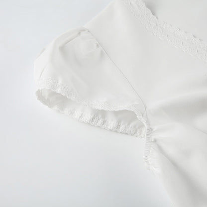 bow tie puff sleeve shirts for women