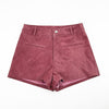 Women’s Silver Leather Mid-Rise  Shorts
