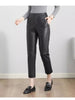 Women’s High Waisted Black Cropped Leather Pants