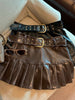 Women Pleated Leather Skirt