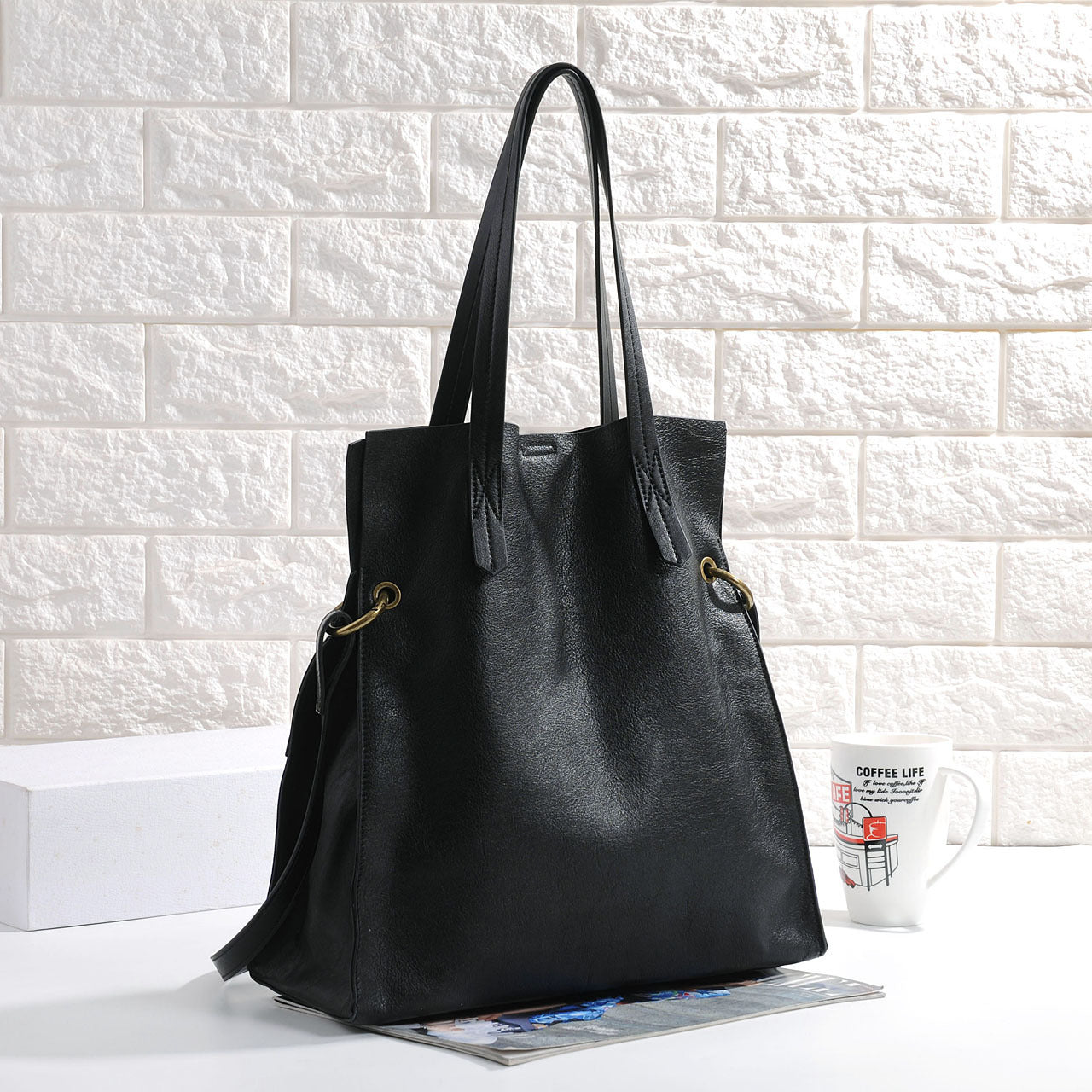 Women’s Genuine Leather Bucket Tote Backpack