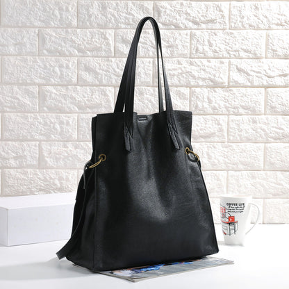 Women’s Genuine Leather Bucket Tote Backpack