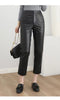 Women’s High Waisted Black Cropped Leather Pants